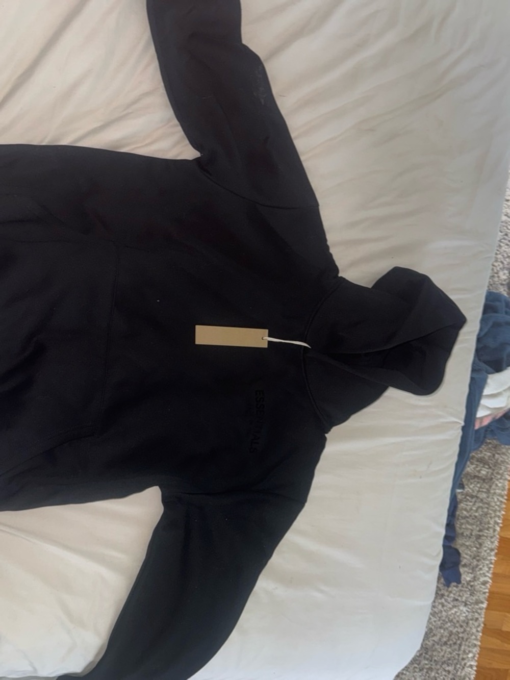 Fear of God Essentials Black Crewneck Hoodie - Men